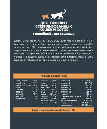 AlphaPet Dry food for cats with turkey and giblets 7 kg - Buy Online on GoSupps.com