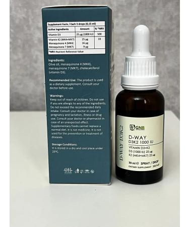 GNB Good Natural Beauty Vitamin D3 K2 1000 IU T rkiye Drops Spray - Buy Online on GoSupps.com