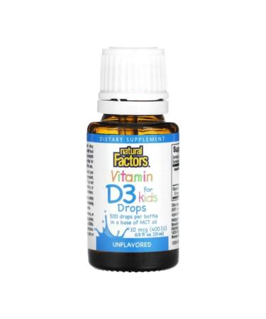 Natural Factors Vitamin D3 in drops for children (400 IU) - Buy Online on GoSupps.com