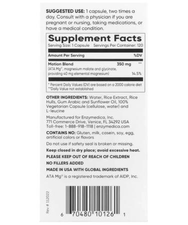 enzymedica Magnesium Motion magnesium 120 caps - Buy Online on GoSupps.com