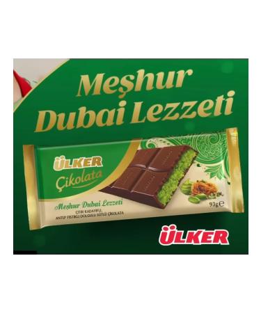 Ulker Dubai chocolate with pistachio filling and cadaif (2pcs) - Buy Online on GoSupps.com