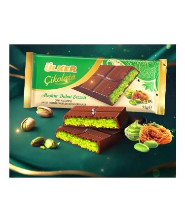 Ulker Dubai chocolate with pistachio filling and cadaif (2pcs) - Buy Online on GoSupps.com