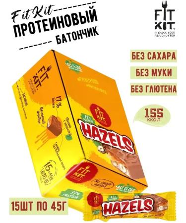 FIT KIT Protein chocolate bar Hazels 15pcs x 45 g without sugar