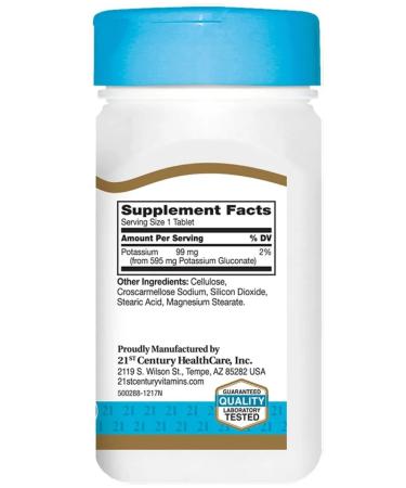 21st Century Potassium Gluconate 595 MG 110 Tablets (potassium gluconate) - Buy Online on GoSupps.com