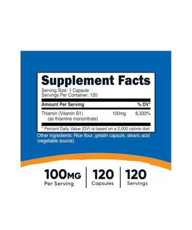 Nutricost Drill additive vitamin B1 100 mg 120 capsules - Buy Online on GoSupps.com