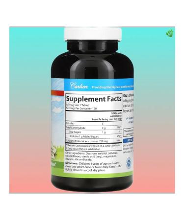 Carlson Chewing calcium for children 250 mg 120 pcs - Buy Online on GoSupps.com