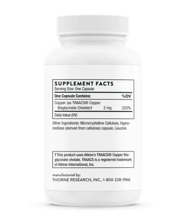 Thorne Research Copper bisglicinate 2 mg Copper 60 capsules - Buy Online on GoSupps.com