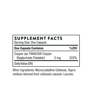 Thorne Research Copper bisglicinate 2 mg Copper 60 capsules - Buy Online on GoSupps.com