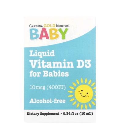 California Gold Nutrition Vitamin D3 for children in drops 10 mkg (400MO) 10ml - Buy Online on GoSupps.com