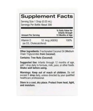 California Gold Nutrition Vitamin D3 for children in drops 10 mkg (400MO) 10ml - Buy Online on GoSupps.com