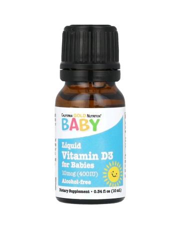 California Gold Nutrition Vitamin D3 for children in drops 10 mkg (400MO) 10ml - Buy Online on GoSupps.com
