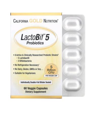 California Gold Nutrition Lactobif Probiotics 5 billion 60 weighing capsules