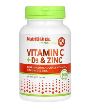 NutriBiotic Complex of vitamins C + D3 and ZINC 100 capsules - Buy Online on GoSupps.com