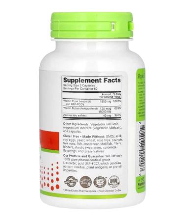 NutriBiotic Complex of vitamins C + D3 and ZINC 100 capsules - Buy Online on GoSupps.com