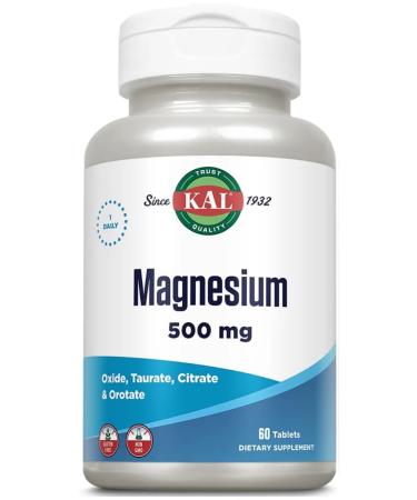 KAL Magnesium 500 Mg 60 Tablets (complex 4 types of magnesium)