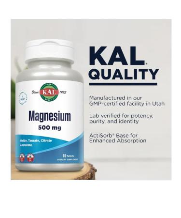 KAL Magnesium 500 Mg 60 Tablets (complex 4 types of magnesium) - Buy Online on GoSupps.com