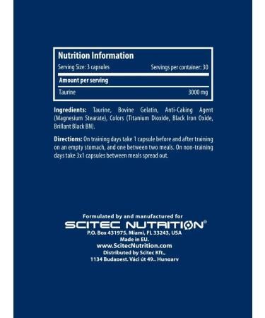 Scitec Nutrition Amino acid Taurine Taurine 90 caps - Buy Online on GoSupps.com