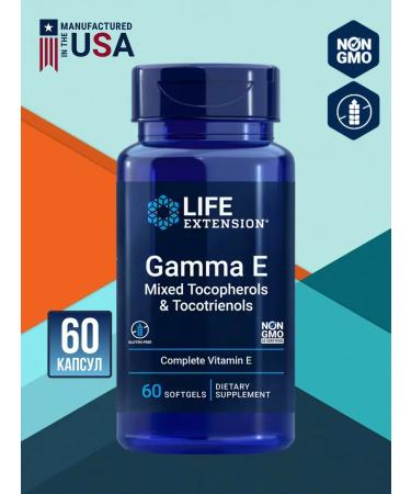Life extension Vitamin E Gamma E Mixed Tocopherols & Tocotrienols 60 pcs