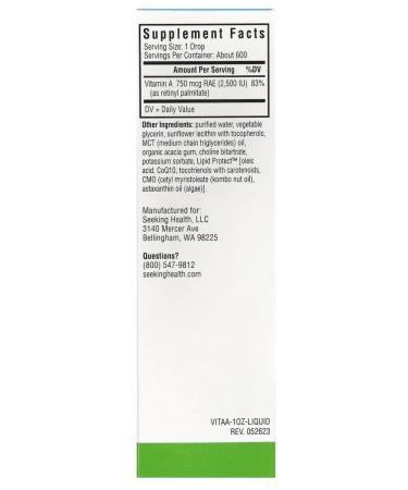 Seeking Health Vitamin A 1500 g drops 30 ml - Buy Online on GoSupps.com