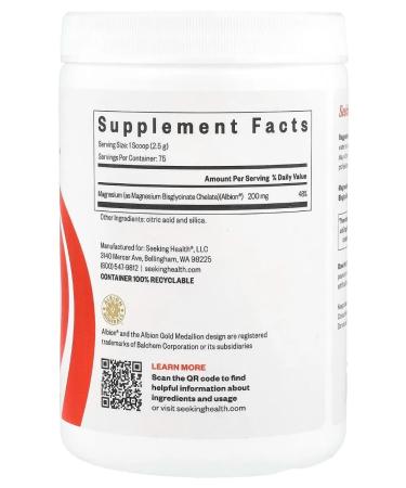 Seeking Health Magnesium glycinate in powder 187.5 g - Buy Online on GoSupps.com