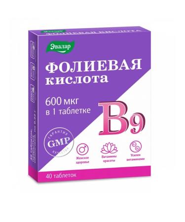 Evalar Folic acid 40 tablets - Buy Online on GoSupps.com