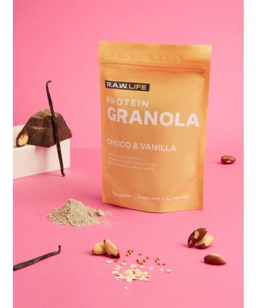 RAWLIFE Granola protein without sugar chocolate vanilla 220g - Buy Online on GoSupps.com