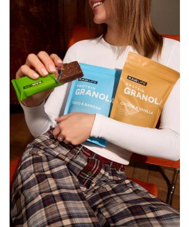 RAWLIFE Granola protein without sugar chocolate vanilla 220g - Buy Online on GoSupps.com