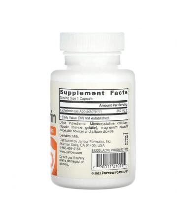 Jarrow Formulas Lactoferrin Lacterrin 250 mg 60 capsules - Buy Online on GoSupps.com