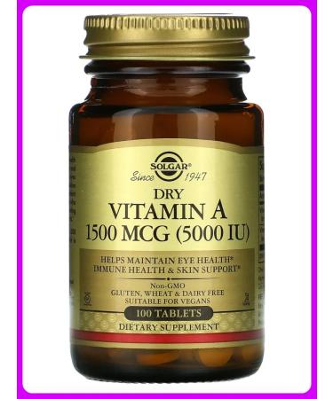 SOLGAR Vitamin A 1500 g (5000 IU) 100 tablets