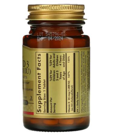 Vitamin D3 25 g (1000 IU) 100 tablets - Buy Online on GoSupps.com