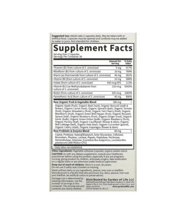 Garden of Life RAW B-Complex a complex of B vitamins 60 capsules - Buy Online on GoSupps.com