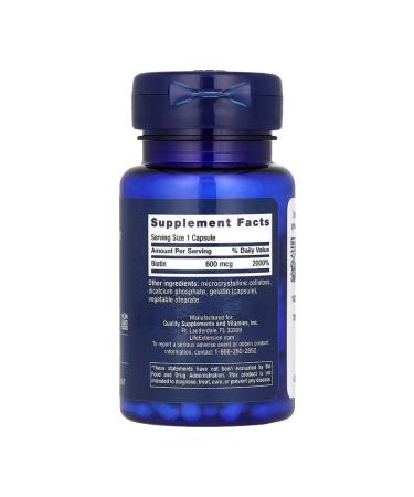 Life extension BIOTIN 600 g for hair growth 100 capsules - Buy Online on GoSupps.com