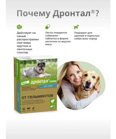 Elanco Drontal Plus from helminths with the taste of meat 2 tablets. 50 mg - Buy Online on GoSupps.com