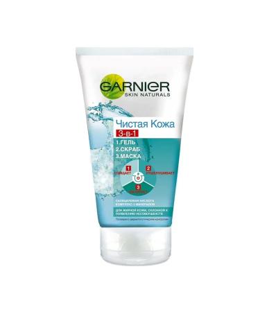 Garnier Clean skin gel-scrub-mask for oily skin 3B1 150 ml