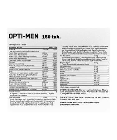 Optimum Nutrition Vitamin complex for men Opti-Men - Buy Online on GoSupps.com