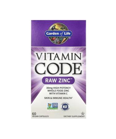 Garden of Life Zinc Helat Vitamin Code Raw Zinc 60 vegan capsules - Buy Online on GoSupps.com