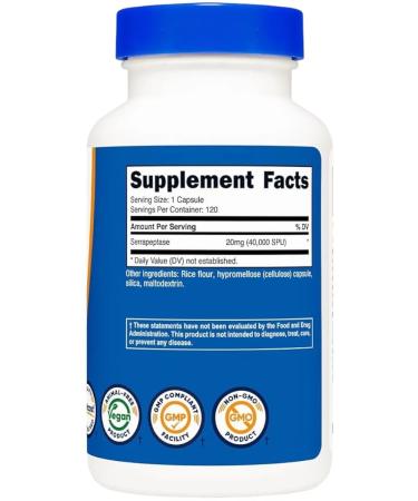 Nutricost Serrapeptase 40 000 SPU 120 capsules - Buy Online on GoSupps.com