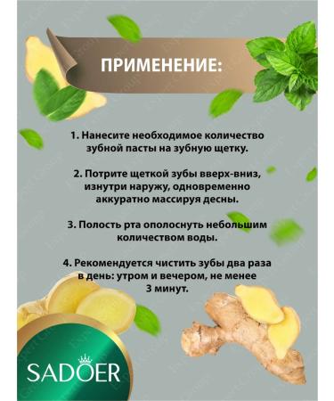 sadoer Toothpaste whitening and refreshing with ginger and mint - Buy Online on GoSupps.com