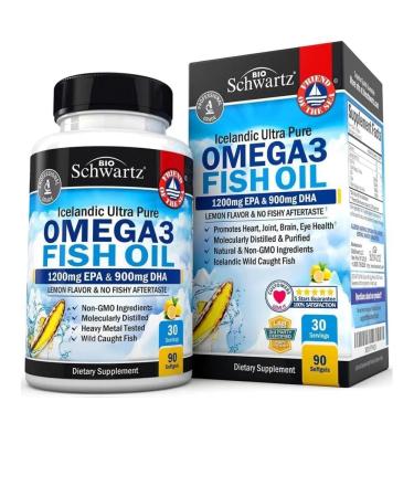 bioschwartz Omega 3 Fish Oil 90 Softgels (1200 mg EPA 900 mg dha)