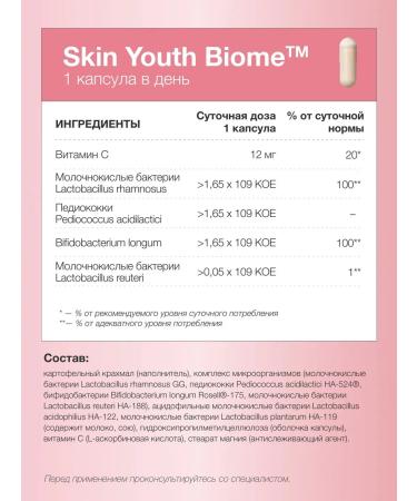 Probiotics with vitamin C Skin Youth Biome 60 capsules - Buy Online on GoSupps.com