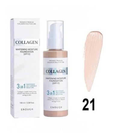 ENOUGH Tonal cream moisturizing matte Collagen 3 in 1 (tone No. 21) - Buy Online on GoSupps.com