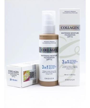 ENOUGH Tonal cream moisturizing matte Collagen 3 in 1 (tone No. 21) - Buy Online on GoSupps.com