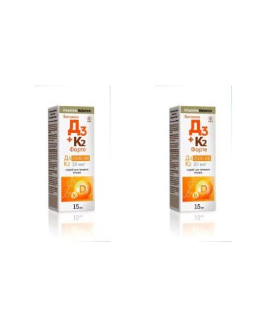 no brand Vitamin D3 + K2 Fort liquid bottle 15 ml -2 pcs