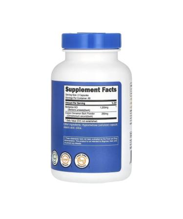 Nutricost Berberin hydrochloride with cinnamon 1200 mg 120 capsules - Buy Online on GoSupps.com