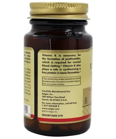 Solgar vitamin K1 100 mcg phytomegenadion 100 tab (310 mg) - Buy Online on GoSupps.com