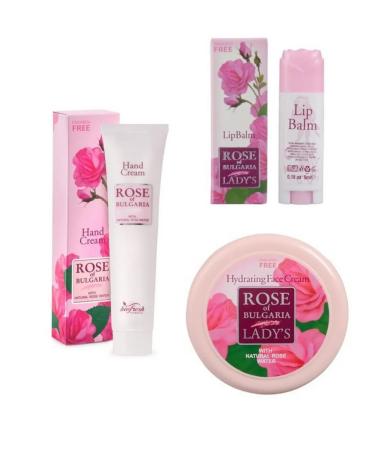 Rose of Bulgaria Set 3B1 Facial cream+hand cream+lip balm