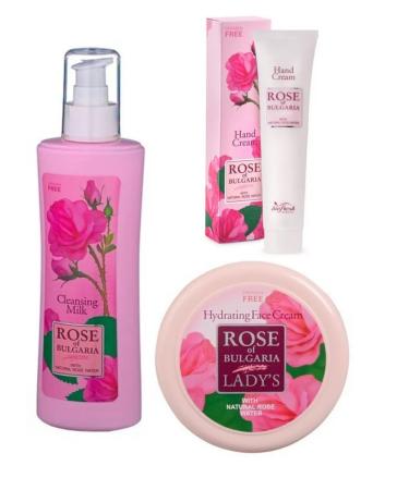 Rose of Bulgaria Set 3v1 Cleaning Milk of Faces+Cream 100g+for Hands