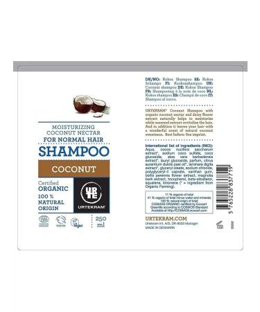 Urtekram Organic shampoo for normal hair coconut 250 ml - Buy Online on GoSupps.com