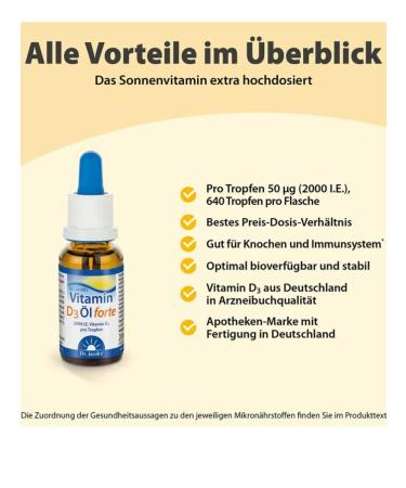 Dr Jacobs Oil with vitamin D3 forte 2000 IU 20 ml - Buy Online on GoSupps.com