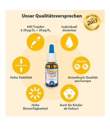 Dr Jacobs Vitamins D3+K2 Germany 20 ml - Buy Online on GoSupps.com
